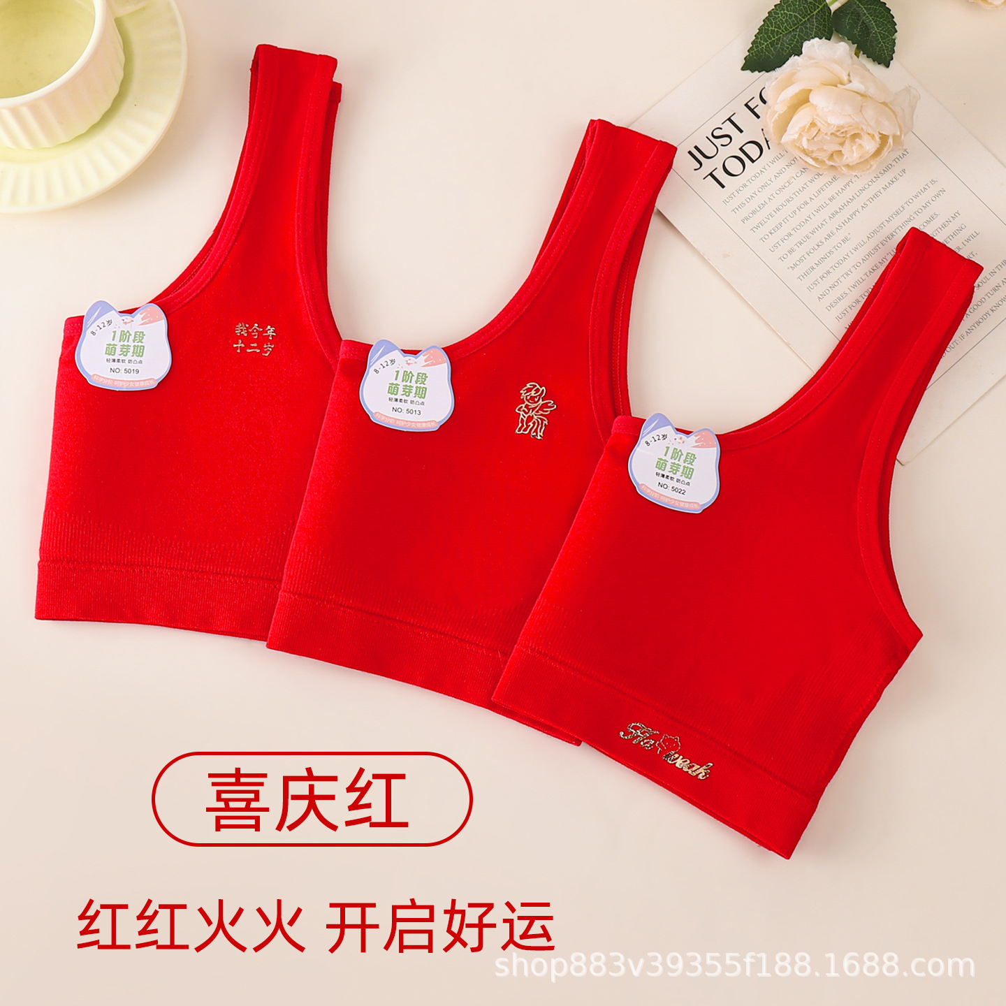 女童本命年大红内衣中大童发育期小背心儿童女孩一阶段少女内衣